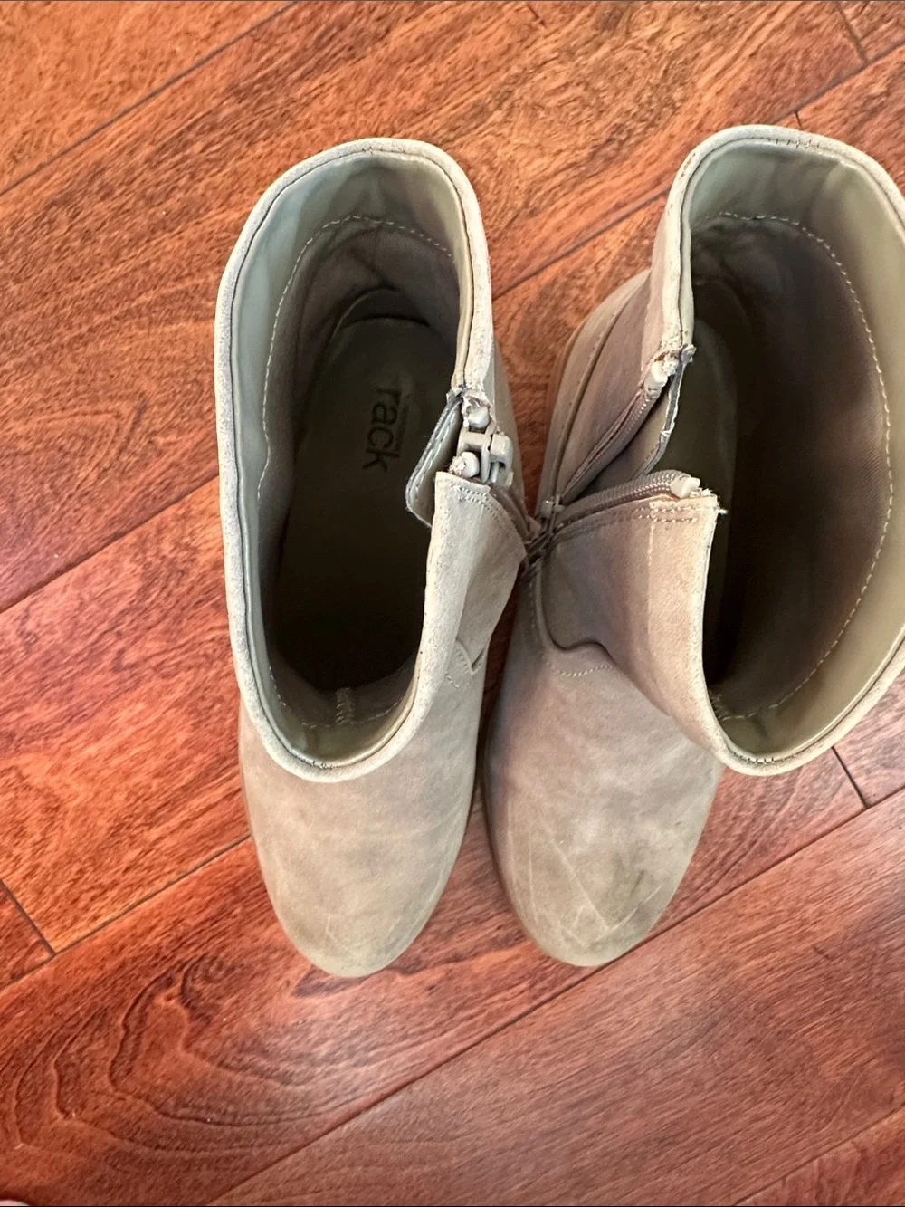 Nordstrom Taupe Suede Ankle Booties with Side Zip